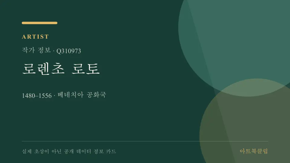로렌초 로토의 확인된 기초 정보를 정리한 아트북클립 정보 카드