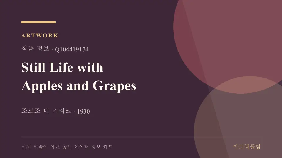 Still Life with Apples and Grapes의 확인된 기초 정보를 정리한 아트북클립 정보 카드