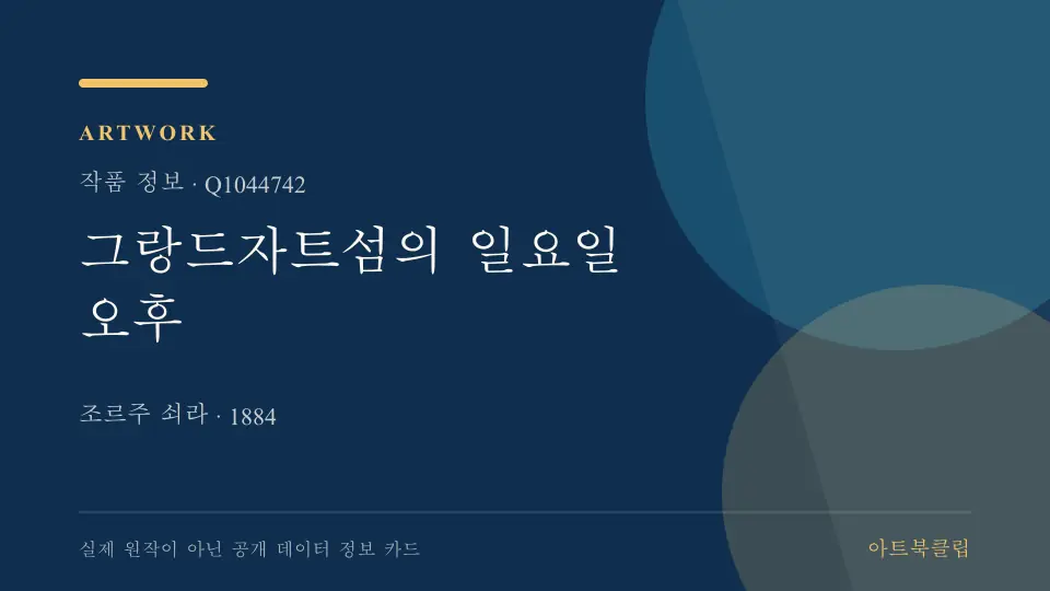 그랑드자트섬의 일요일 오후의 확인된 기초 정보를 정리한 아트북클립 정보 카드