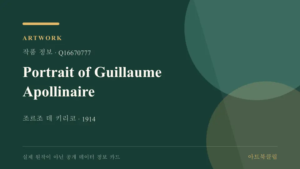 Portrait of Guillaume Apollinaire의 확인된 기초 정보를 정리한 아트북클립 정보 카드