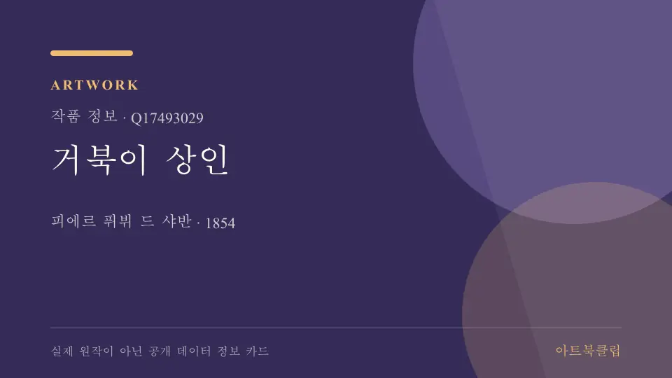거북이 상인의 확인된 기초 정보를 정리한 아트북클립 정보 카드