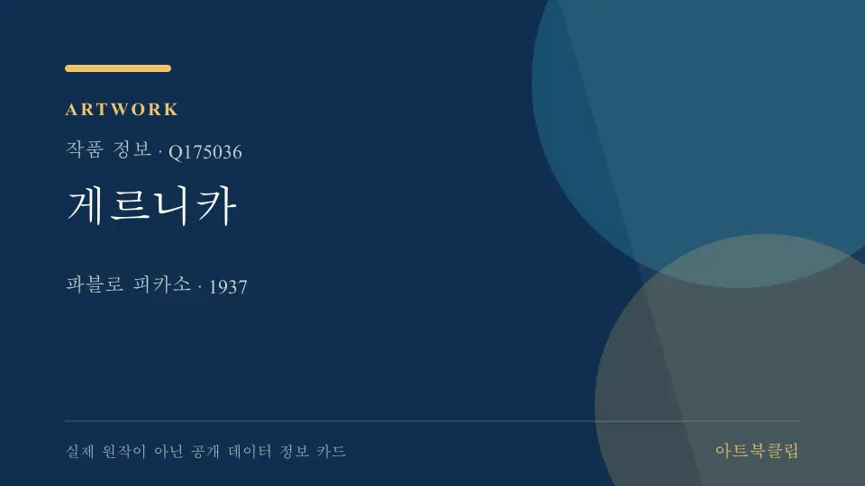 게르니카의 확인된 기초 정보를 정리한 아트북클립 정보 카드