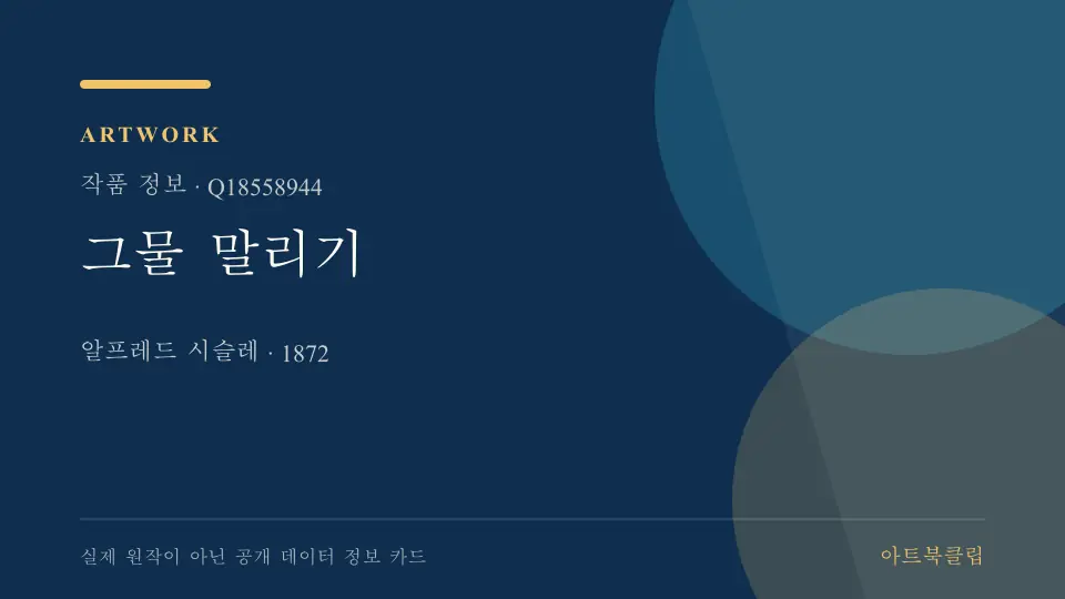 그물 말리기의 확인된 기초 정보를 정리한 아트북클립 정보 카드