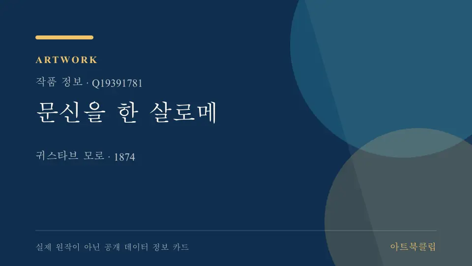 문신을 한 살로메의 확인된 기초 정보를 정리한 아트북클립 정보 카드