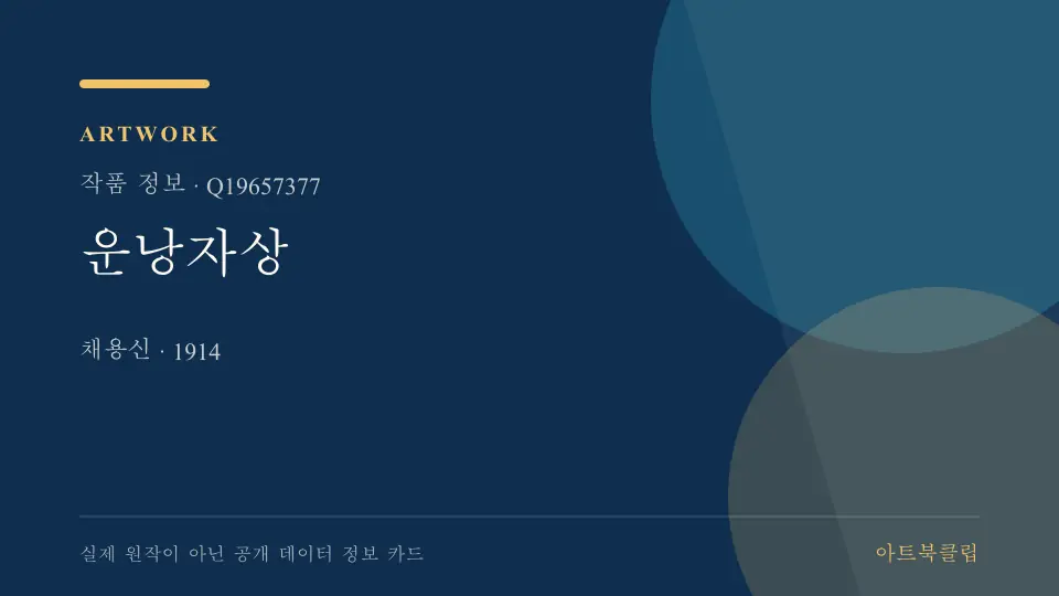 운낭자상의 확인된 기초 정보를 정리한 아트북클립 정보 카드