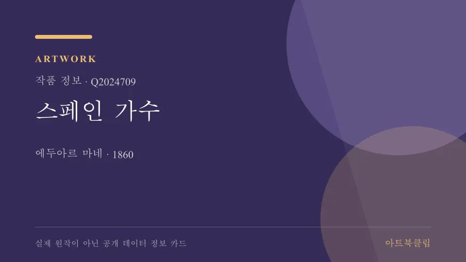 스페인 가수의 확인된 기초 정보를 정리한 아트북클립 정보 카드