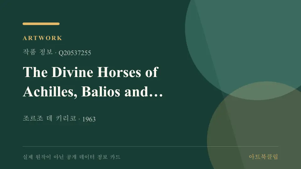 The Divine Horses of Achilles, Balios and Xanthos의 확인된 기초 정보를 정리한 아트북클립 정보 카드