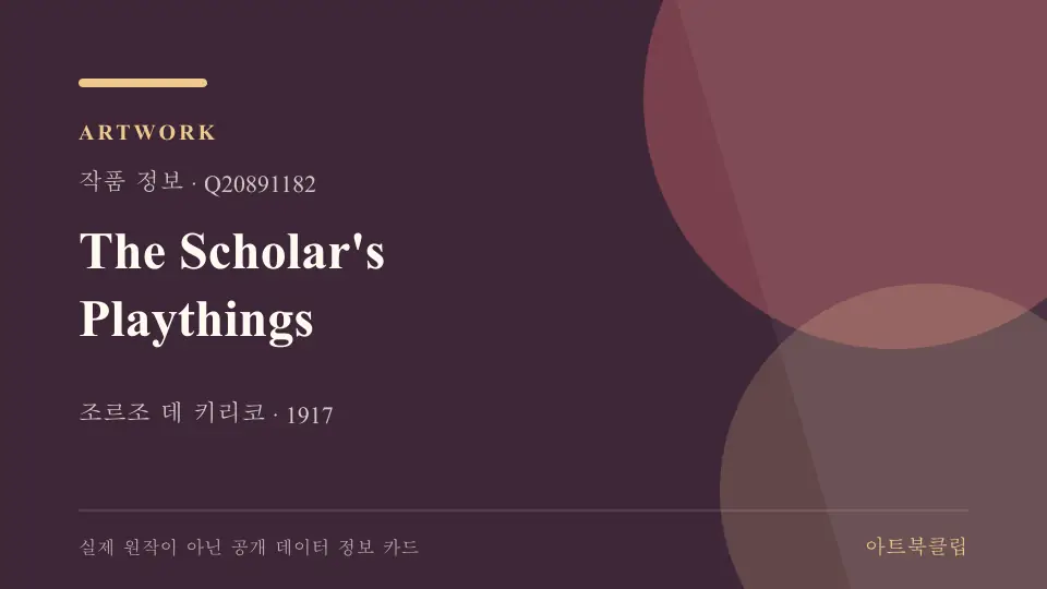 The Scholar's Playthings의 확인된 기초 정보를 정리한 아트북클립 정보 카드
