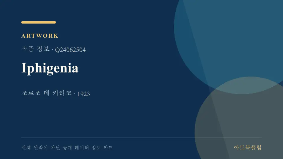 Iphigenia의 확인된 기초 정보를 정리한 아트북클립 정보 카드