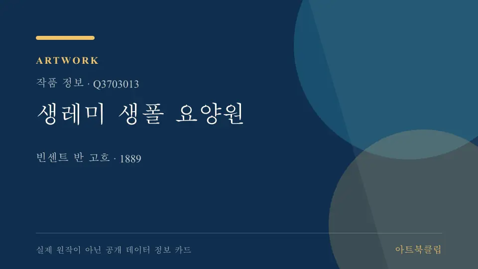 생레미 생폴 요양원의 확인된 기초 정보를 정리한 아트북클립 정보 카드