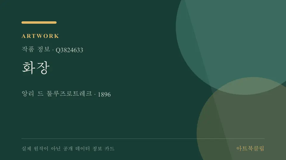 화장의 확인된 기초 정보를 정리한 아트북클립 정보 카드