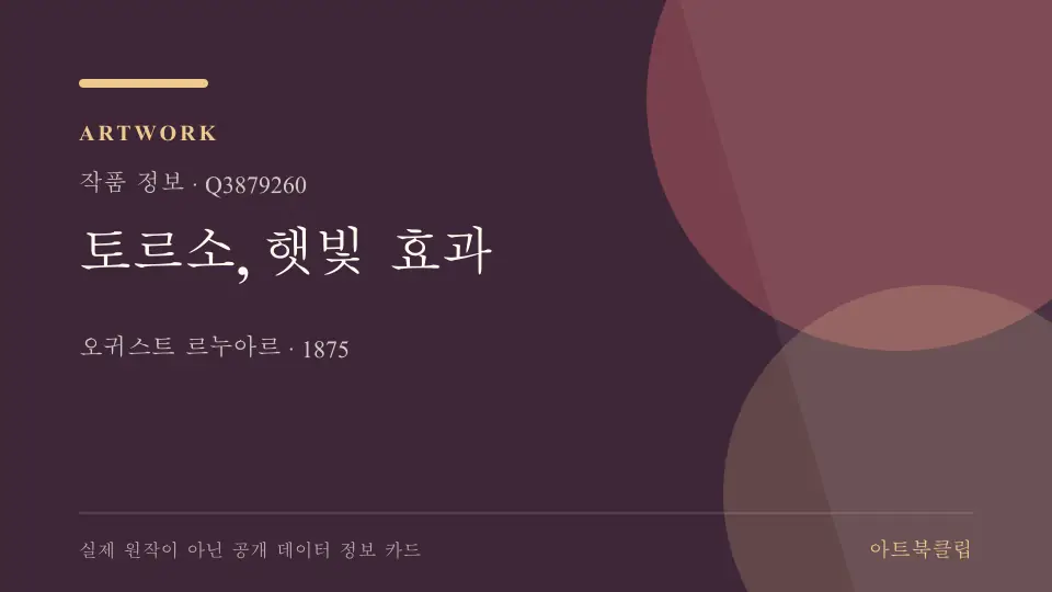 토르소, 햇빛 효과의 확인된 기초 정보를 정리한 아트북클립 정보 카드