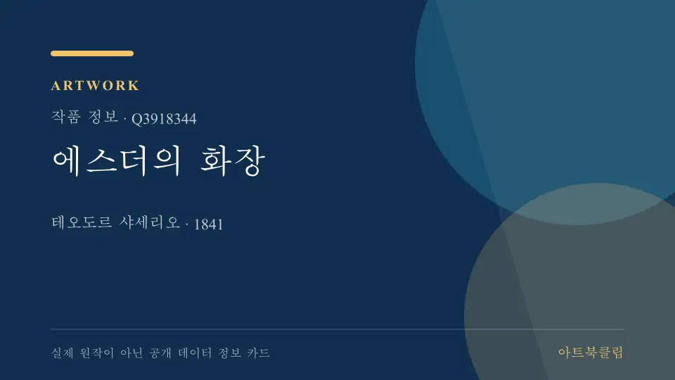 에스더의 화장의 확인된 기초 정보를 정리한 아트북클립 정보 카드