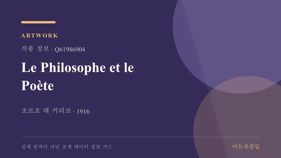 Le Philosophe et le Poète의 확인된 기초 정보를 정리한 아트북클립 정보 카드