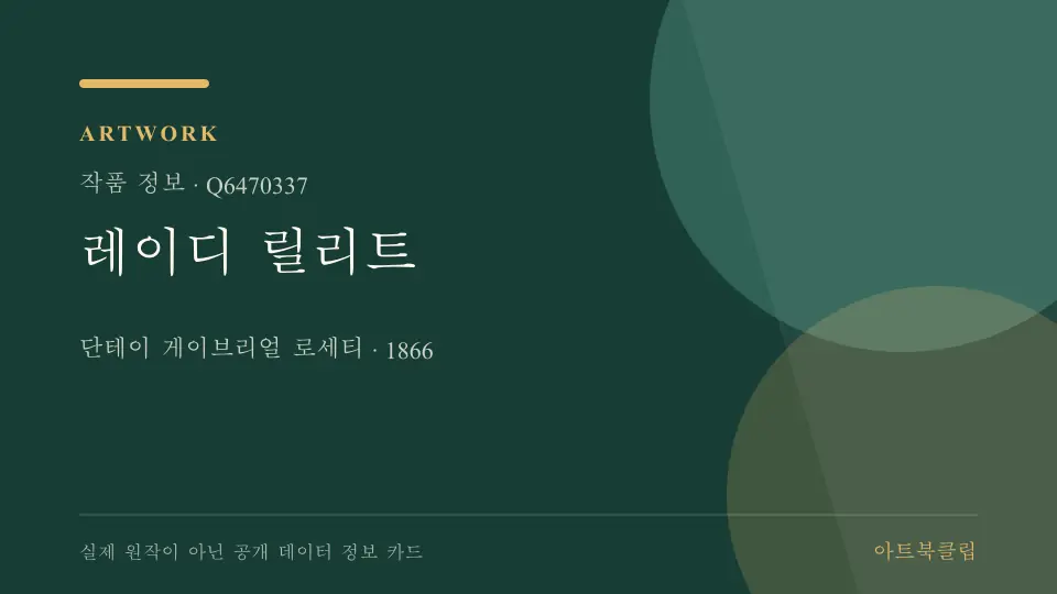 레이디 릴리트의 확인된 기초 정보를 정리한 아트북클립 정보 카드
