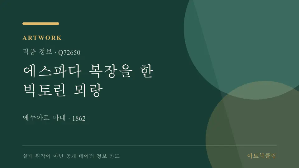 에스파다 복장을 한 빅토린 뫼랑의 확인된 기초 정보를 정리한 아트북클립 정보 카드