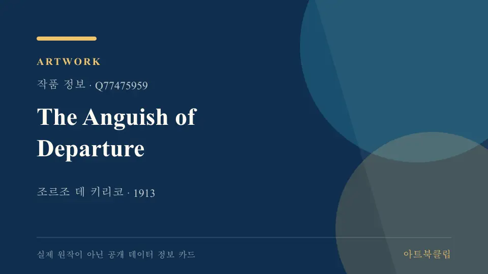The Anguish of Departure의 확인된 기초 정보를 정리한 아트북클립 정보 카드