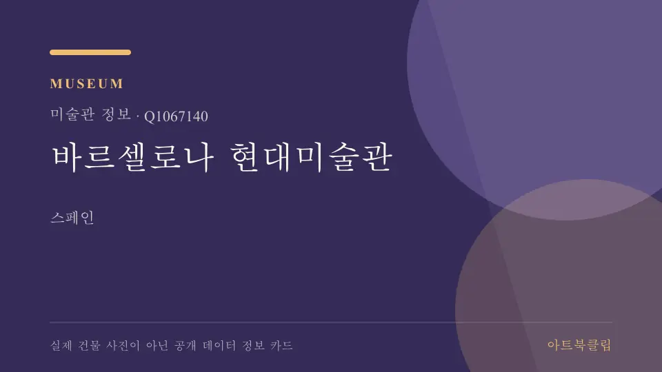 바르셀로나 현대미술관의 확인된 기초 정보를 정리한 아트북클립 정보 카드