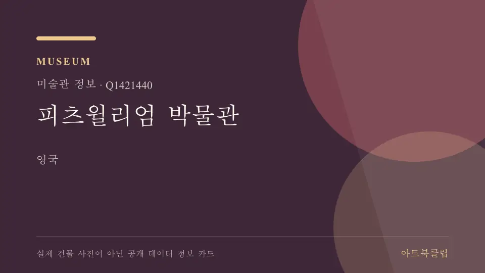 피츠윌리엄 박물관의 확인된 기초 정보를 정리한 아트북클립 정보 카드