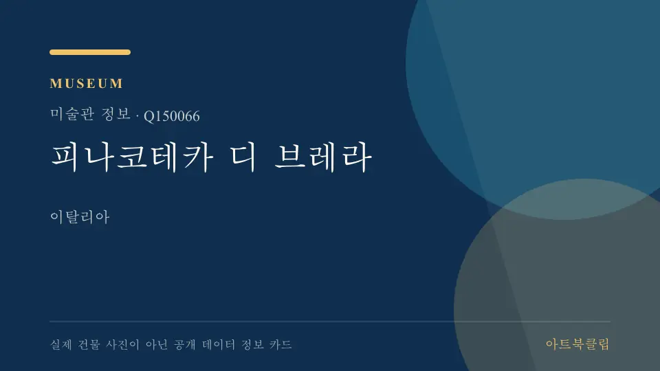 피나코테카 디 브레라의 확인된 기초 정보를 정리한 아트북클립 정보 카드