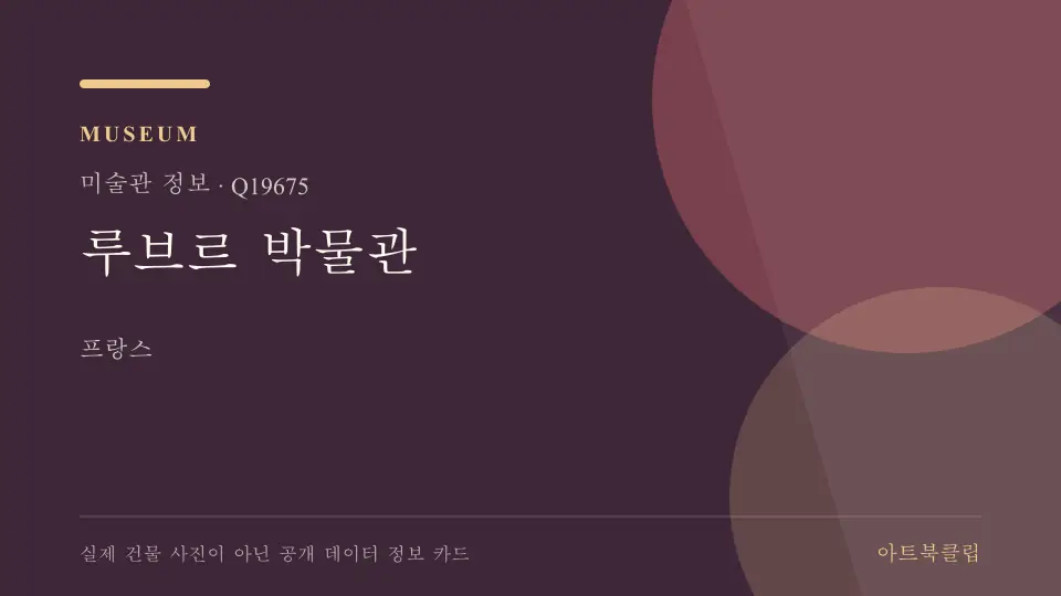 루브르 박물관의 확인된 기초 정보를 정리한 아트북클립 정보 카드
