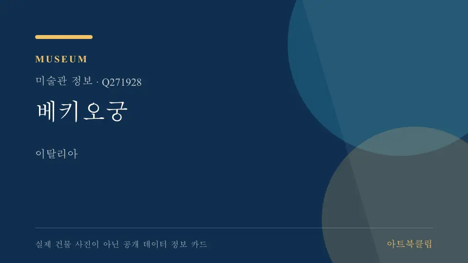 베키오궁의 확인된 기초 정보를 정리한 아트북클립 정보 카드