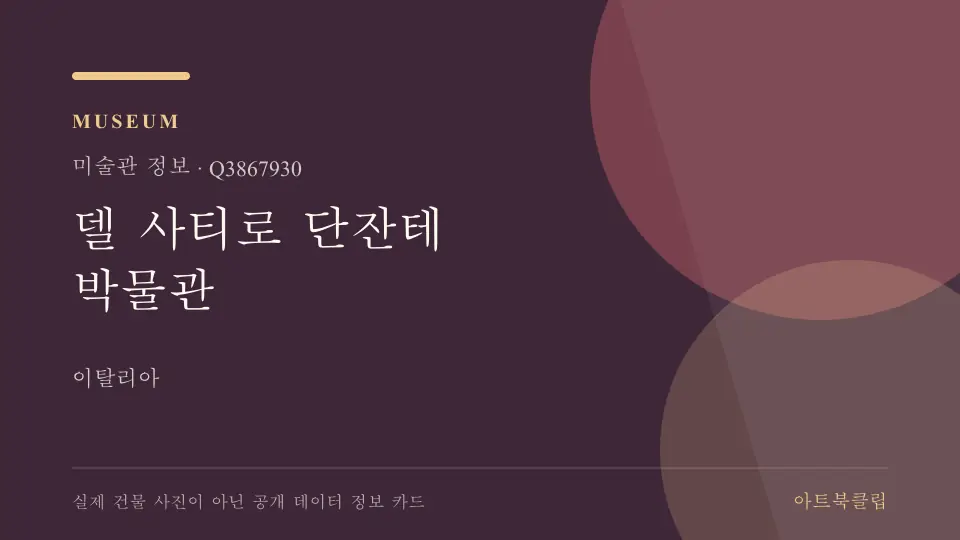 델 사티로 단잔테 박물관의 확인된 기초 정보를 정리한 아트북클립 정보 카드