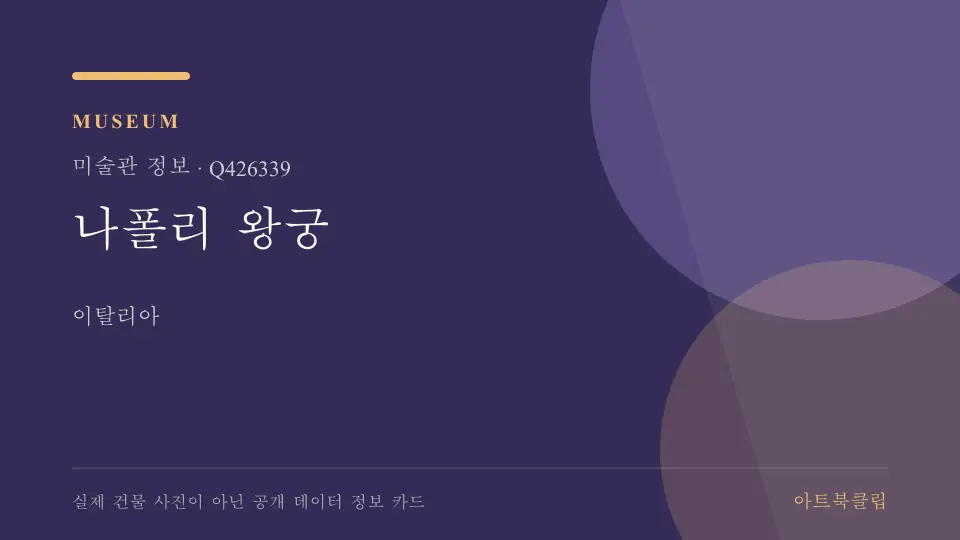 나폴리 왕궁의 확인된 기초 정보를 정리한 아트북클립 정보 카드