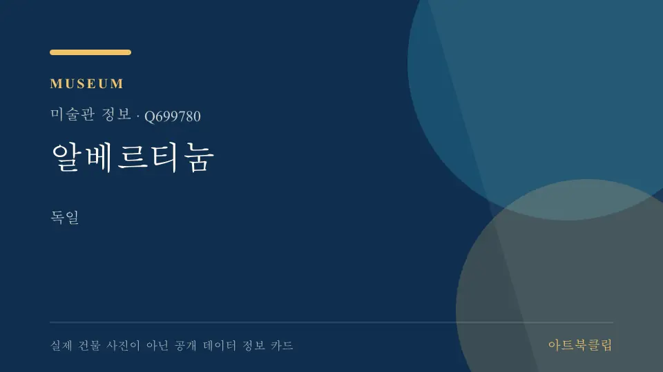 알베르티눔의 확인된 기초 정보를 정리한 아트북클립 정보 카드
