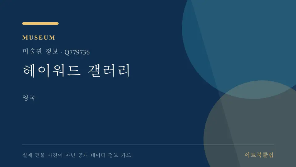 헤이워드 갤러리의 확인된 기초 정보를 정리한 아트북클립 정보 카드