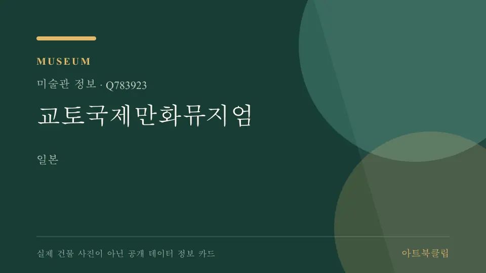 교토국제만화뮤지엄의 확인된 기초 정보를 정리한 아트북클립 정보 카드