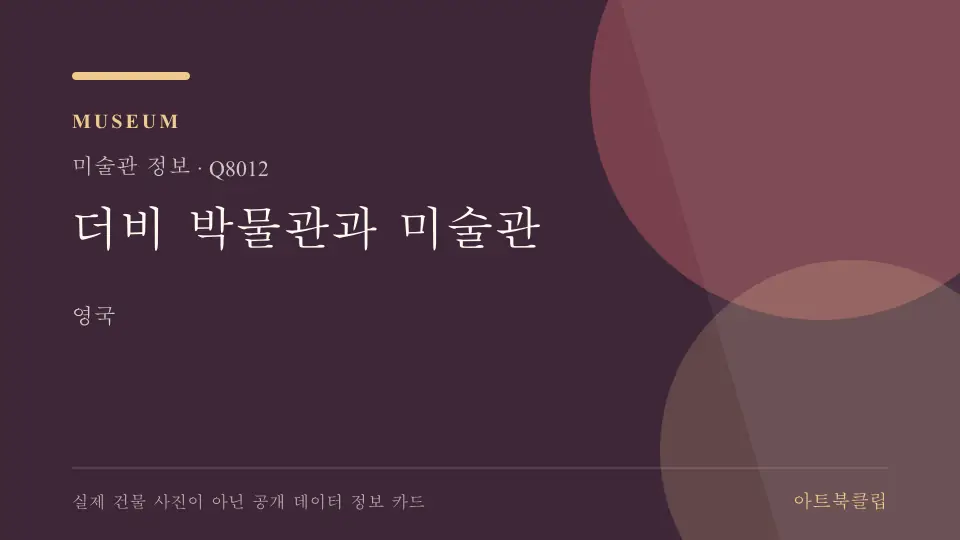 더비 박물관과 미술관의 확인된 기초 정보를 정리한 아트북클립 정보 카드