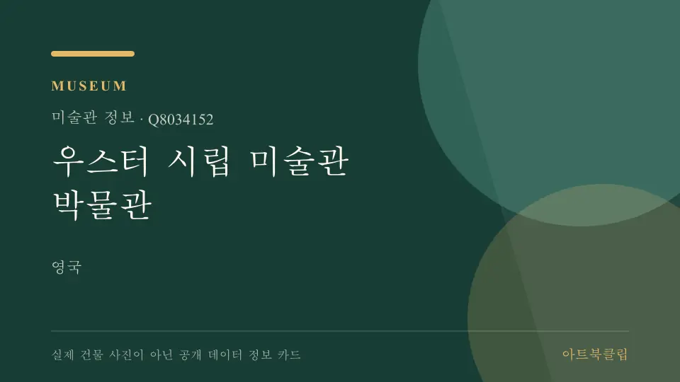 우스터 시립 미술관 박물관의 확인된 기초 정보를 정리한 아트북클립 정보 카드