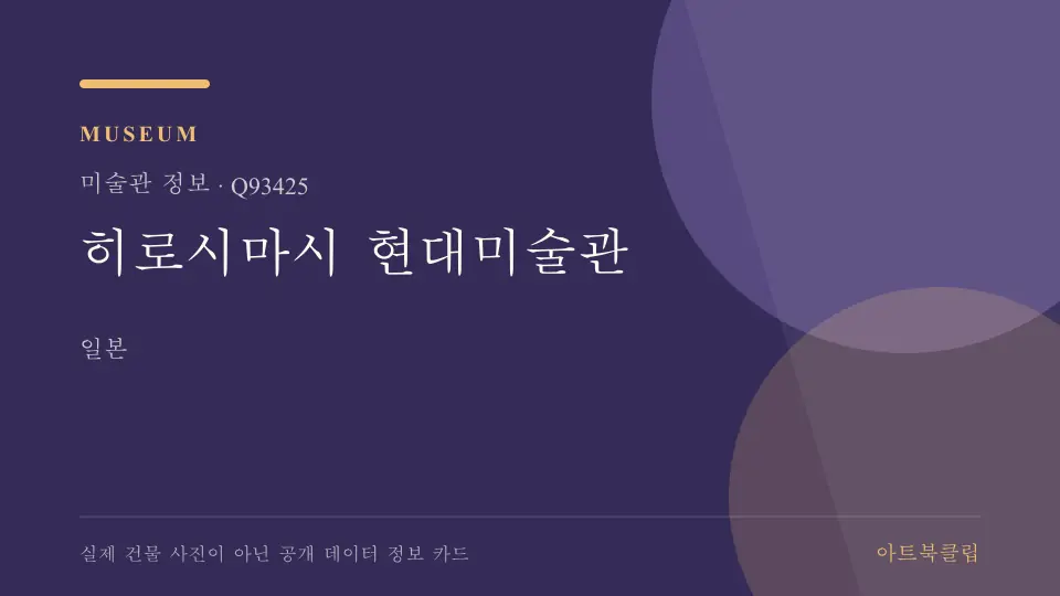 히로시마시 현대미술관의 확인된 기초 정보를 정리한 아트북클립 정보 카드